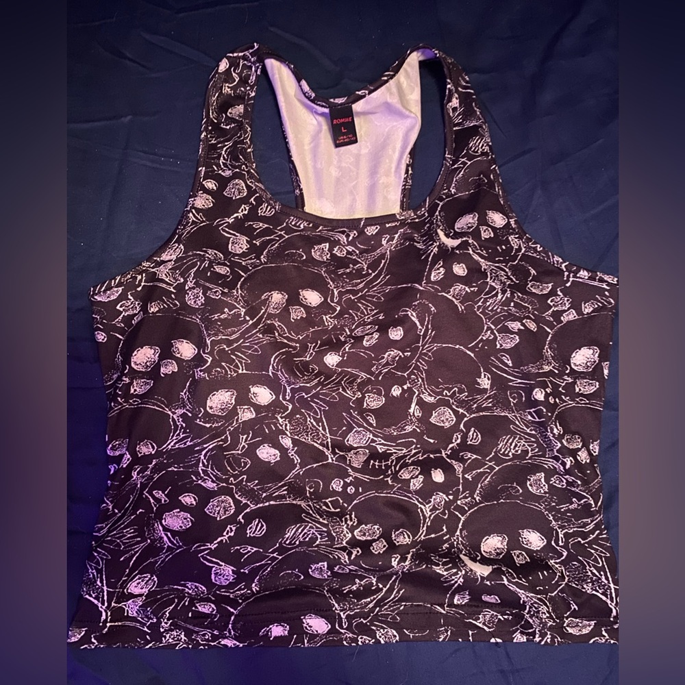 Cropped Skull Racerback Top
